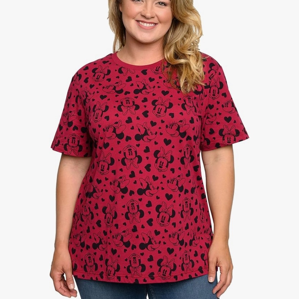 Disney Women's Red and Black Minnie Mouse Tee NWT 2x